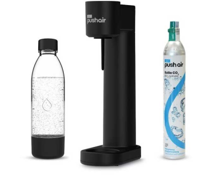 Saturator do wody i akcesoria Saturator DAFI PushAir z nabojem CO2 + butelka 0,7 - czarny